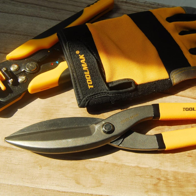 TOOLMAK Tin Snips 10 Inch Straight Pattern Tinners Snips with Comfort Grip Sheet Metal Cutting Shears Heavy Duty - Image 3